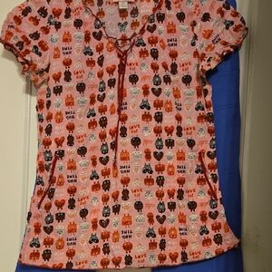 Koi Pink and Black Graphic Kids Scrub